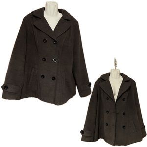 Faded Glory Double-Breasted Peacoat Size XL (16-18) Charcoal Grey